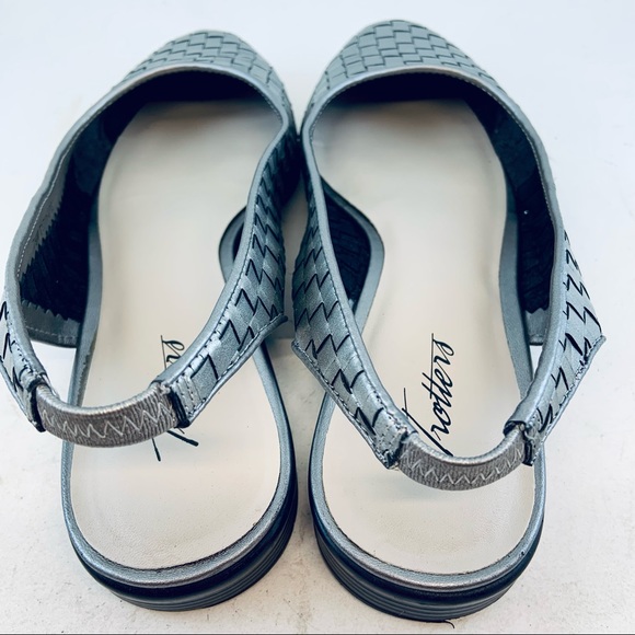 Trotters Pewter Metallic Silver Woven Lucy Slingbacks Flats, size 7.5 WIDE - Picture 5 of 10